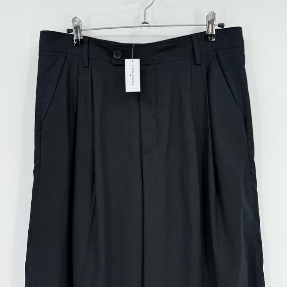 Banana Republic Linen-Blend Wide Leg Pleated Trouser in Black Size 12 - Picture 4 of 11